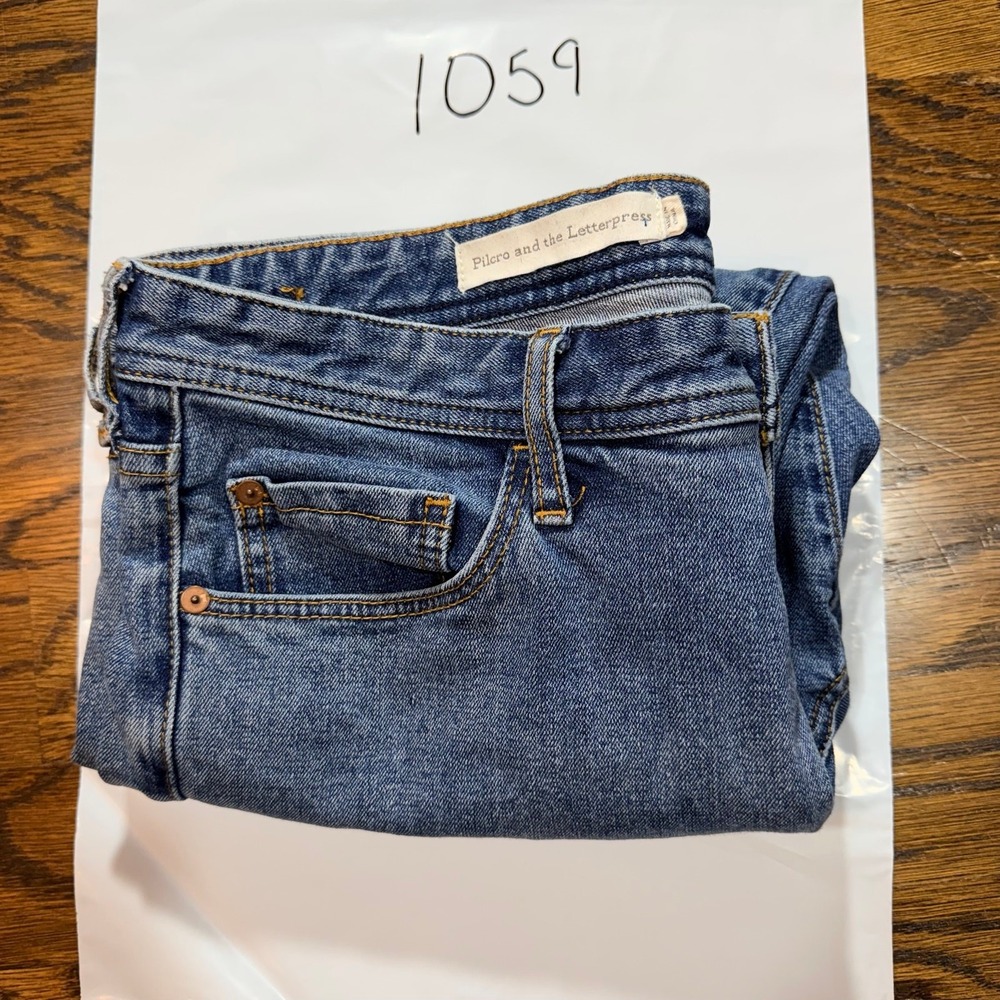 Pilcro and the Letterpress Slim Boyfriend Capri Women 30 Blue Raw Hem Jeans - Picture 9 of 9
